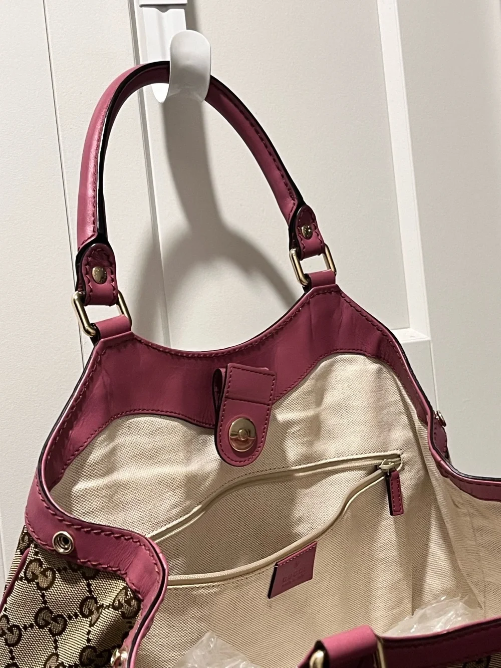 GUCCI SUKEY GG CANVAS/LEATHER TOTE